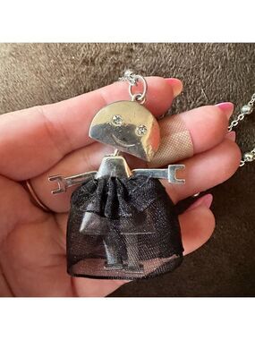 Claire's Moveable Robot in a Dress Pendant Chain Necklace